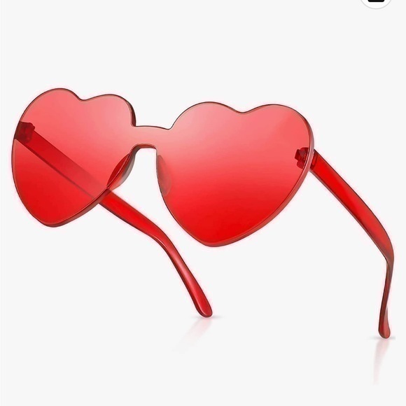 Heart Shaped Rimless Sunglasses Transparent Candy Color Eyewear for Women - Picture 1 of 1